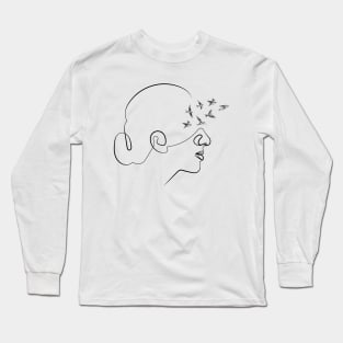 Thoughts Will Find a Way | One Line Drawing | One Line Art | Minimal | Minimalist Long Sleeve T-Shirt